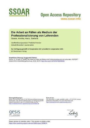 Die Arbeit an Fällen als Medium der Professionalisierung von Lehrenden