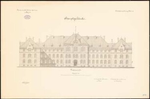 Schullehrer-Seminar, Ragnit Hauptgebäude: Vorderansicht 1:100