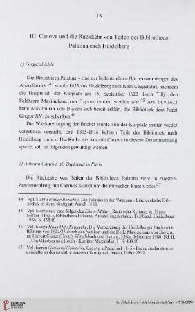 III. Canova und die Rückkehr von Teilen der Bibliotheca Palatina nach Heidelberg