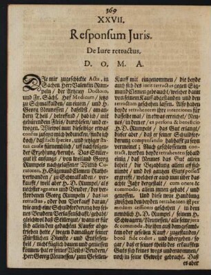 XXVII. ... De Iure retractus.