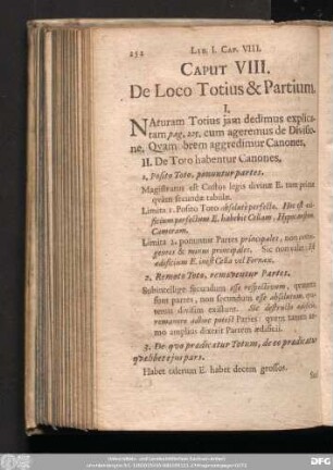 Caput VIII. De Loco Totius & Partium.