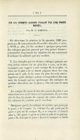 Sur les cubiques gauches passant par cinq points donnés.
