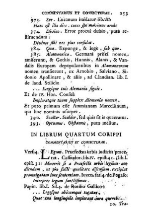 In Librum Quartum Corippi Commentarius Et Coniecturæ.