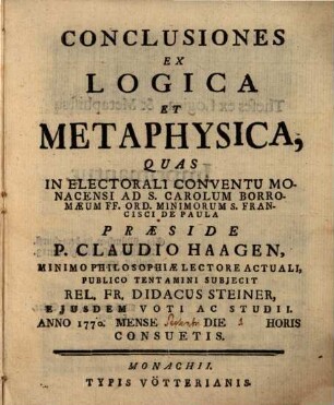 Conclusiones ex logica et metaphysica