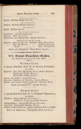 XVI. Haupt=Depositen=Kassen.