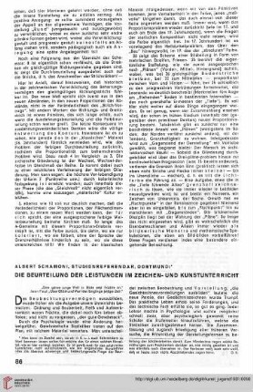 N.F. 11.1931: Die Beurteilung der Leistungen im Zeichen- und Kunstunterricht
