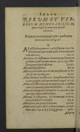 Index rerum et verborum memorabilium.