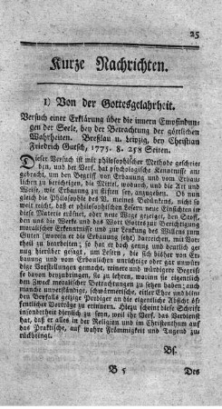 Versuch einer Erklärung über die innere Empfindung der Seele, bey Betrachtung der göttlichen Wahrheiten.