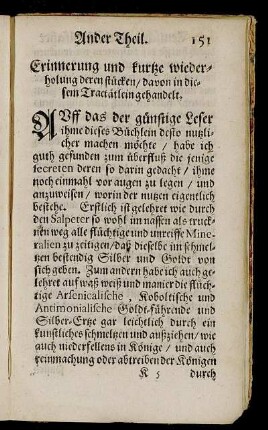 Erinnerung und kurtze wiederholung deren stücken, davon in diesem Tractätlein gehandelt.