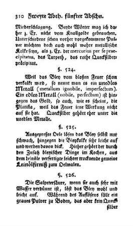 Bley mit Säuren: Hornbley, Bleyvitriol, Bleyweiß, Bleyzucker, Bleyspiritus (§§. 526-532)