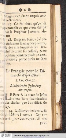 L'Evangile pour le Dimanche d'aprés Noel