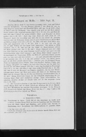 Verhandlungen zu Mölln. - 1418 Sept. 11.