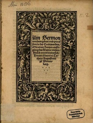 Ain Sermon von dem gebeet vnd procession in der Creützwochen