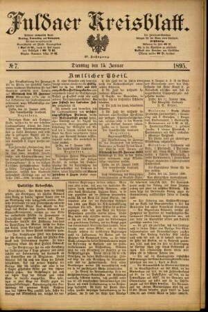 Ausgabe vom Dienstag, den 15. Januar 1895.