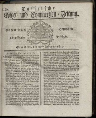 Nr. 15, Sonnabend, den 20sten Februar 1819