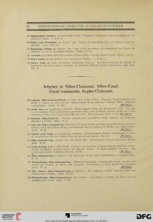 Arbeiten in Silber- Cloisonné, Silber- Email, Email translucide, Kupfer- Cloisonné (Nr. 439-515)