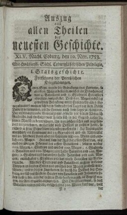 XLV. Nachlese. Coburg, den 10. Nov. 1753.