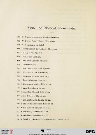 Zinn- und Plated-Gegenstände (Nr. 860-923)