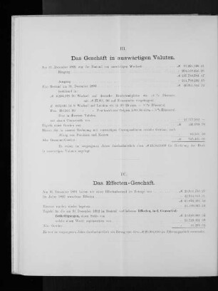 IV. Das Effecten-Geschäft.