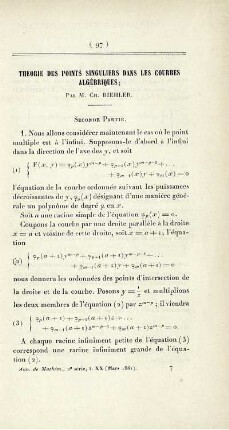 Théorie des points singuliers dans les courbes algébriques.