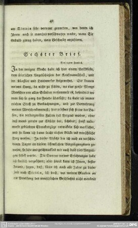 Sechster Brief. Den 19ten Junius