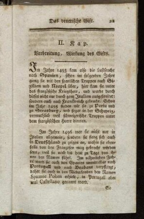 II. Kap. Verbreitung, Wirkung des Gifts.