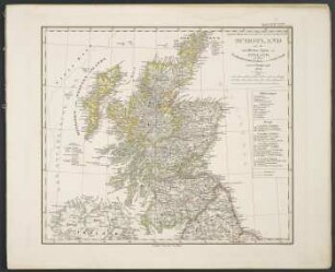 Schotland mit der nördlichen Spitze von England, den Shires, Northumberland, Durham u. e. Th. v. Cumberland [Hand-Atlas über alle Theile der Erde nach dem neuesten Zustande und über das Weltgebäude]
