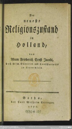 Der neueste Religionszustand in Holland