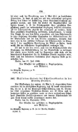 Massivbau-Prämie bei Schulhausbauten in der Provinz Preußen : [V. Elementarschulwesen]