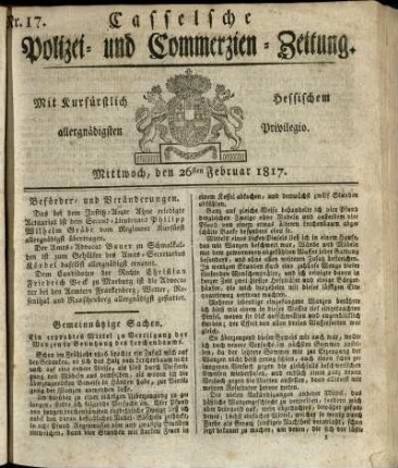 Nr. 17, Mittwoch, den 26sten Februar 1817