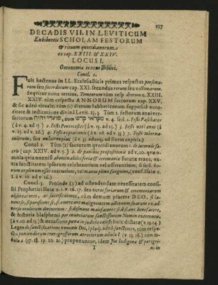 Decadis VII. In Leviticum Exhibentis Scholam Festorum & rituum quotidianorum
