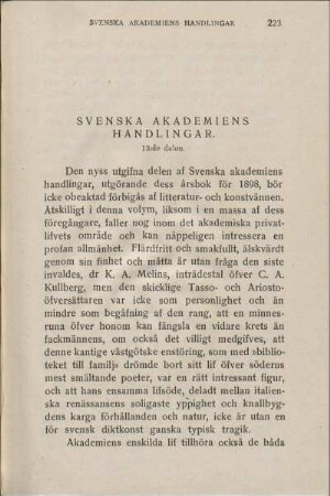 Svenska Akademiens Handlingar.
