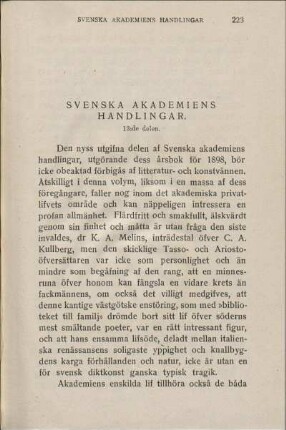 Svenska Akademiens Handlingar.