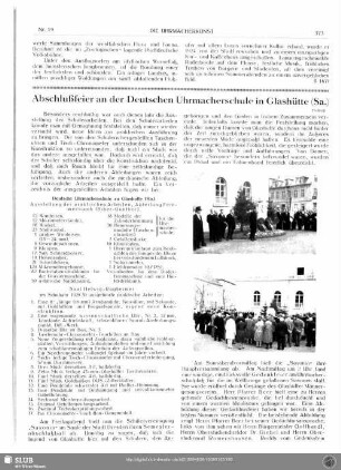 Abschlußfeier an der deutschen Uhrmacherschule in Glashütte (Sa.) (Schluß)