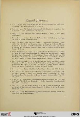 Keramik / Fayence (Nr. 1-35)