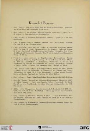Keramik / Fayence (Nr. 1-35)