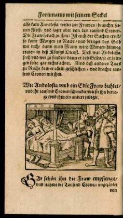 Wie Andolosia umb ein Edle Fraw buhlet/ und ihr tausend Cronen schencket/ wie sie ihn betroge/ und ihm ein andere zulegte.
