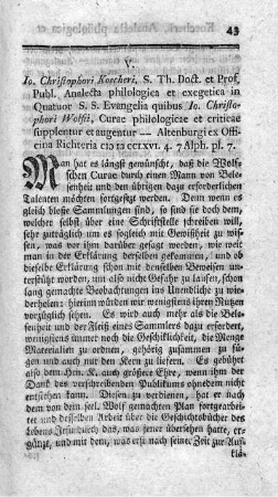 Analecta philologica et exegetica in IV S.S. Evangelia.