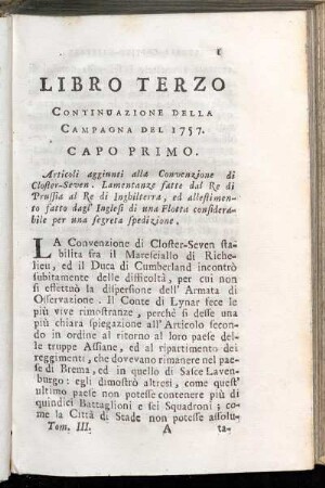 Libro Terzo Continuazione Della Campagna del 1757.