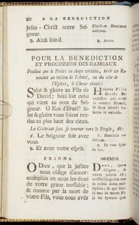 Pour La Benediction Et Procession Des Rameaux.