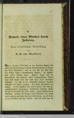 8. Beweis eines Mordes durch Indicien