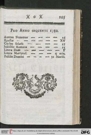 Pro Anno Sequenti 1782