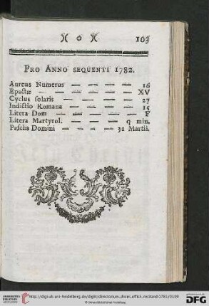 Pro Anno Sequenti 1782