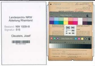 Entnazifizierung Josef Cleusters , geb. 24.09.1888 (Landwirt)