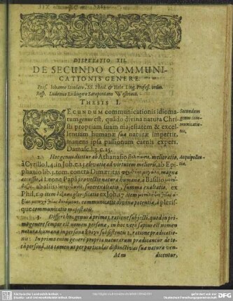 Disputatio XII. De Secundo Communicationis Genere [Ludovicus Rüdingerus Sarapontanus Westriâs]