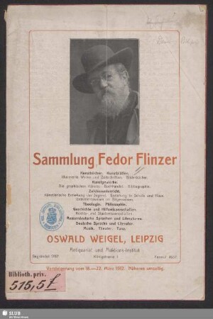 Sammlung Fedor Flinzer : Versteigerung vom 18. - 22. März 1912