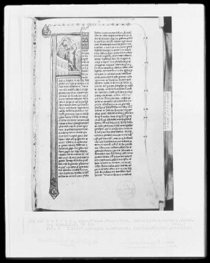 Heisterbacher Bibel — Initiale F (rater Ambrosius), darin Ambrosius, Folio 1recto
