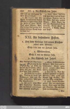 XXI. An besondern Festen.