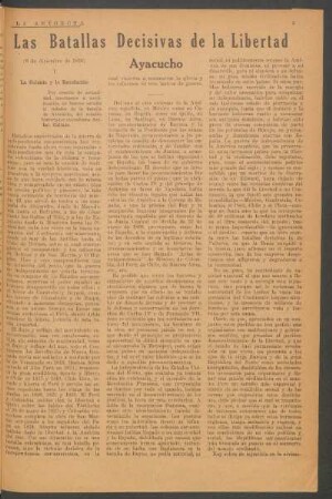 Las batallas decisivas de la libertad : Ayacucho. - (9 de diciembre de 1924)