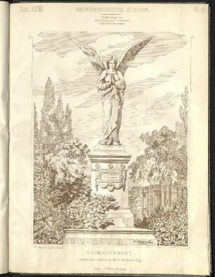 Grabmonument. Perspektivische Ansicht